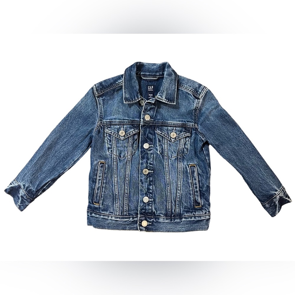 GAP Kids Girls Denim Jean Jacket Size XS Pockets Blue Medium Wash Buttons